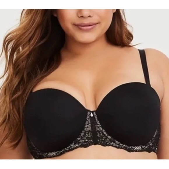 Torrid Lacy Black Underwire Multi Way Convertible Bra 40DD Padded Sexy Boudoir - Picture 3 of 8